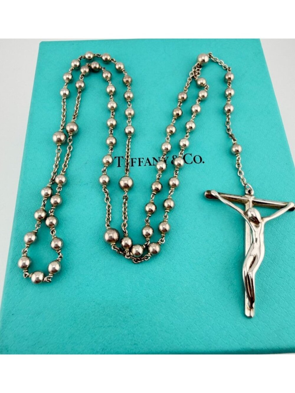 Tiffany & Co. Elsa Peretti Sterling Silver Rosary 26in 22g Very Good